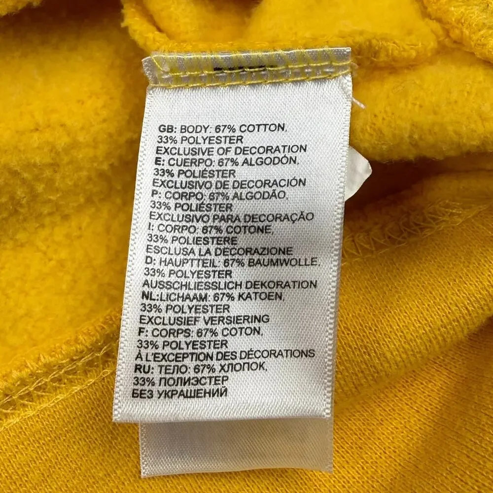 The North Face Yellow Pullover Hoodie Logo Cozy Fleece Mens M